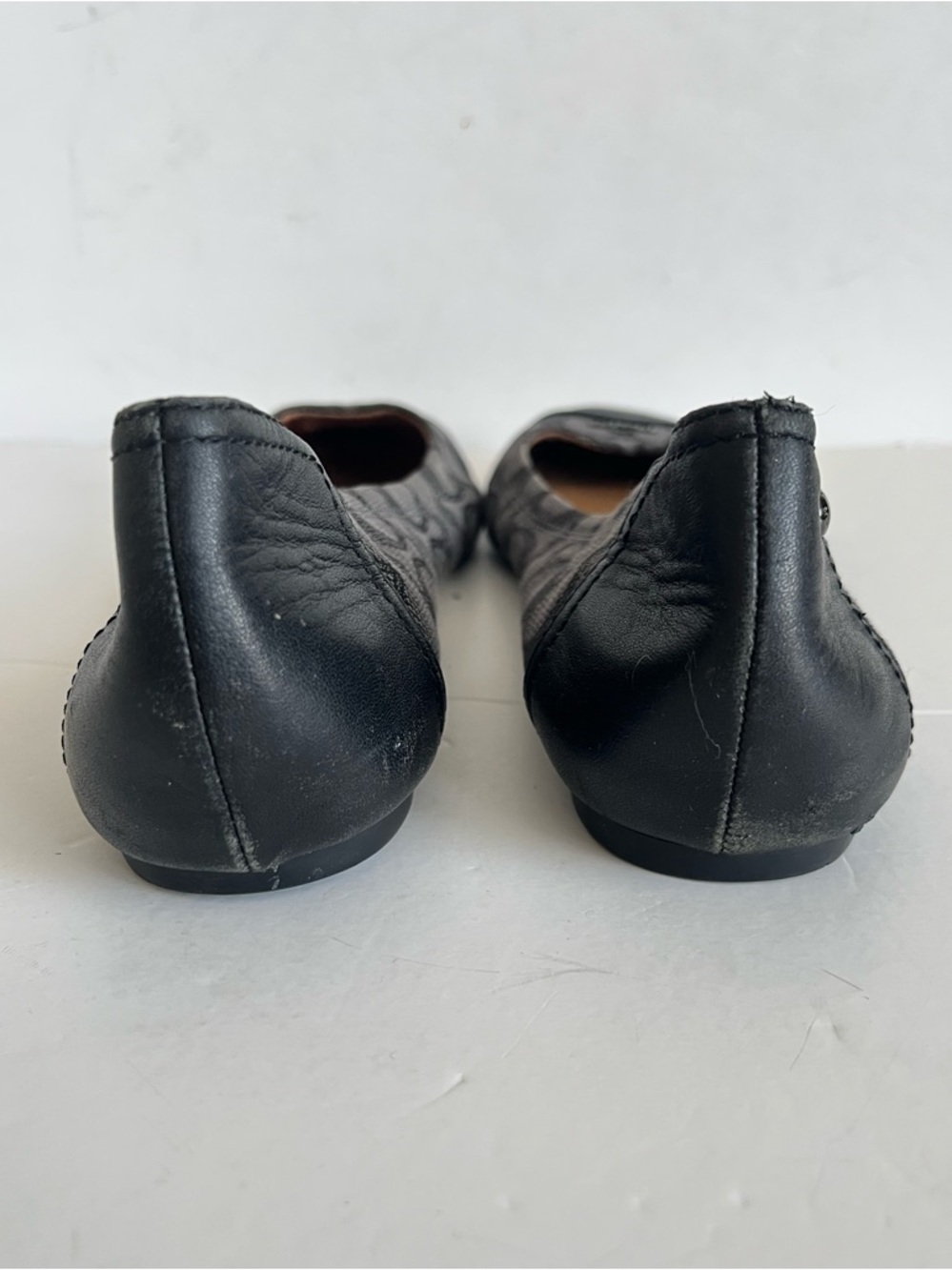 Coach Chelsea signature logo gray black leather cap toes ballet flats size 10B - Picture 4 of 12